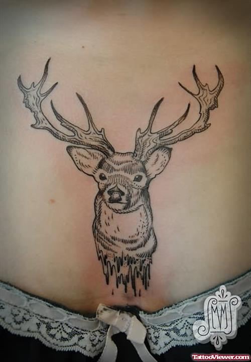 Deer Tattoo On Lower Waist
