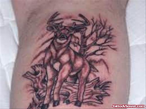 Deer Standing In forest Tattoo