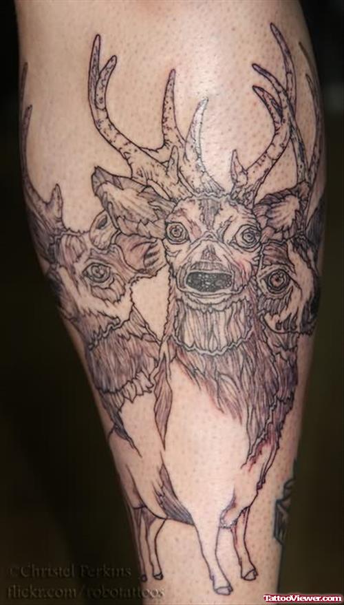 Three Headed Deer Tattoo