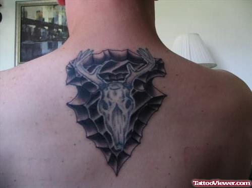 Black Deer Tattoo On Back