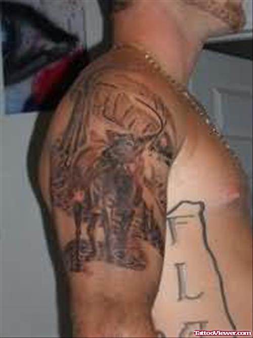 Big Deer Tattoo On Biceps