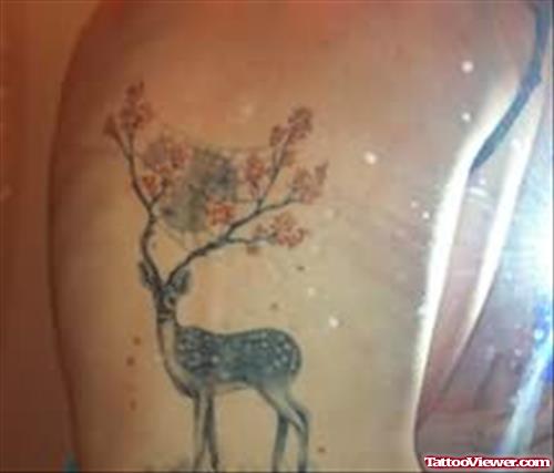 Big Deer Horn Tattoo On Bicep