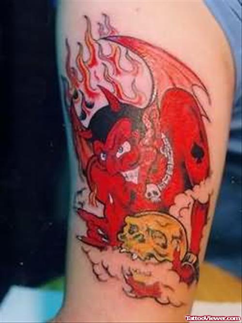 Demon Coloured Tattoo Design