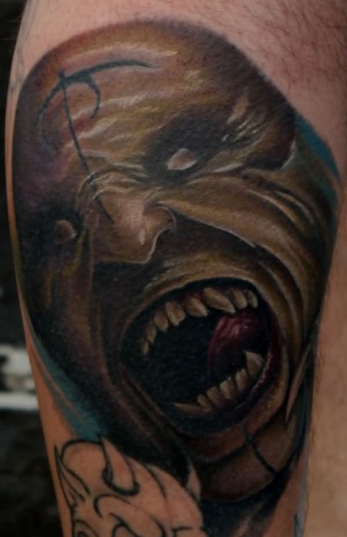 Scary Demon Face Tattoo