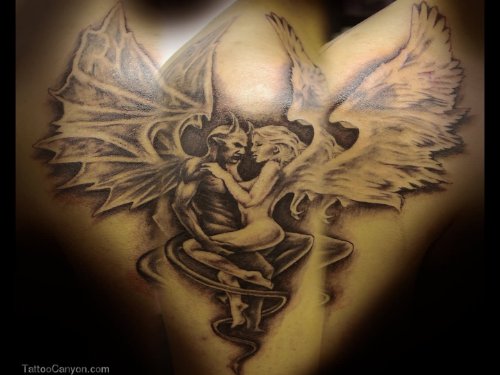 Angel And Demon Love Tattoo Design
