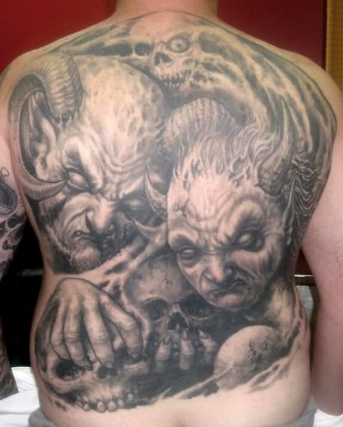Scary Demon Tattoos On Back