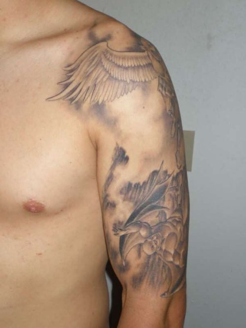 Left Half Sleeve Demon Tattoo