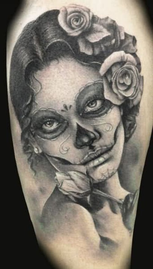 Demon Girl Tattoo On Half Sleeve