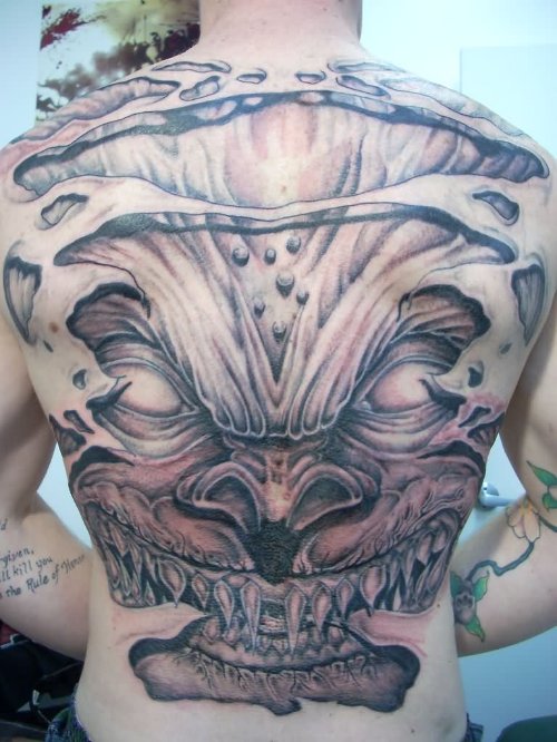 Full Back Demon Tattoo For Men