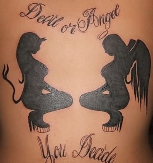 Angel And Devil Demon Tattoos On Back