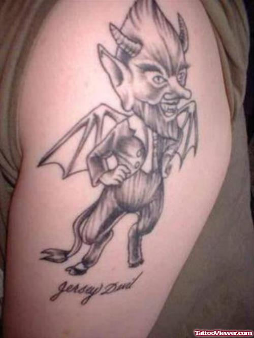 Devil Tattoo On Right Shoulder