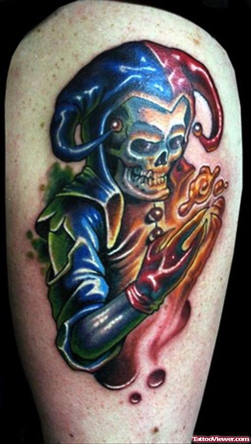 Colored Devil Joker tattoo
