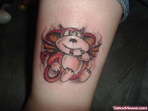 Little Devil Tattoo On Thigh