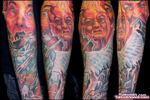 Angel n Devil Fight Tattoo Design
