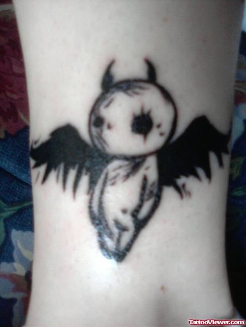 Winged Devil Tattoo On Ankle
