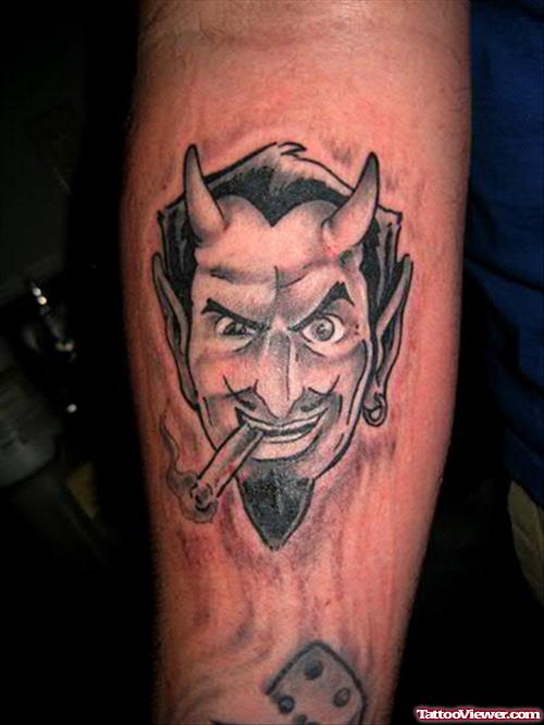 Smoking Devil Head Tattoo