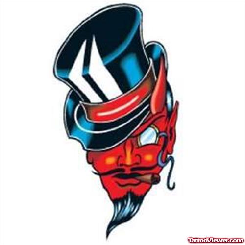 Devil With Hat Tattoo Design