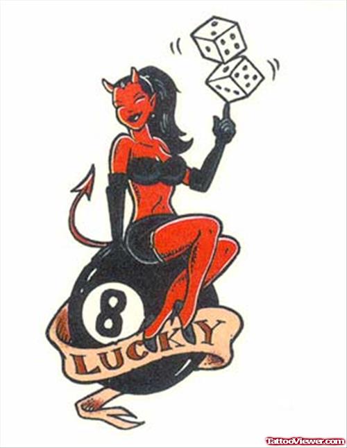 Lucky Devil Girl Tattoo Design