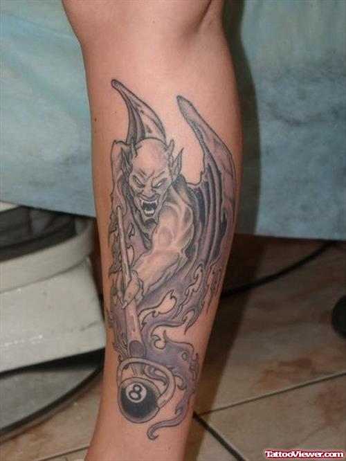 Left Leg Devil Tattoo