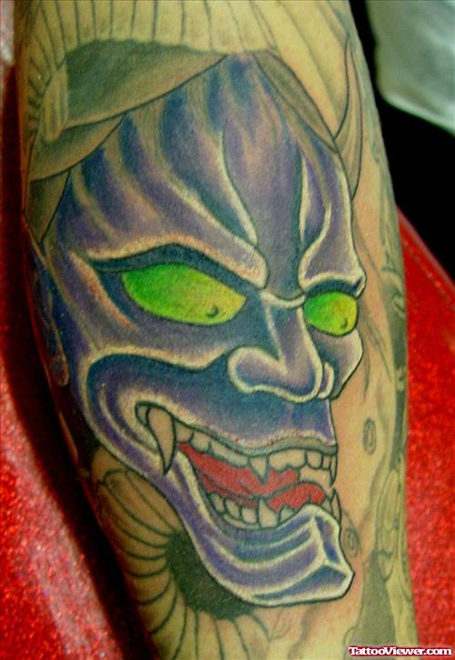 Beautiful Scary Devil Face Tattoo Design