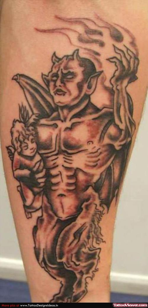 Devil With Cherub Tattoo Design