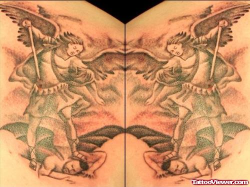 Archangel Vs Devil Tattoo
