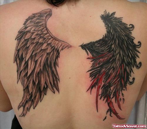 Angel & Devil Bleed Wing Tattoo Design