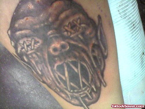 Devil Face Tattoo On Sleeve