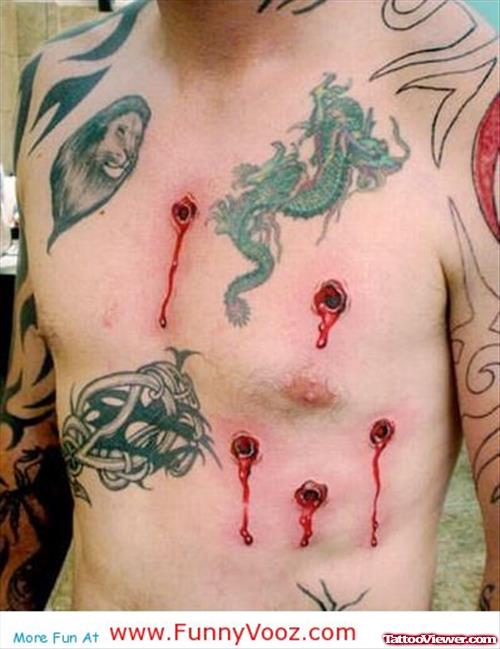 Devil Bullet Shots Tattoos On Body