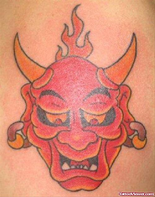 Awesome Devil Face Tattoo Design
