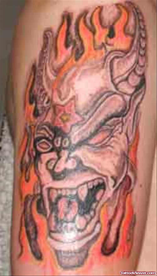 Beautiful Crawling Devil Tattoo Design