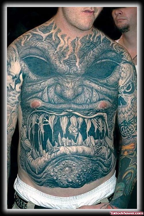 Awesome Scary Devil Tattoo On Man Body