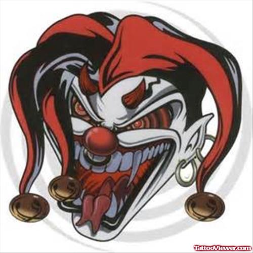 Crazy Devil Clown Tattoo Design