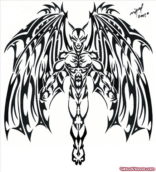 Black Ink Tribal Devil Tattoo Designs
