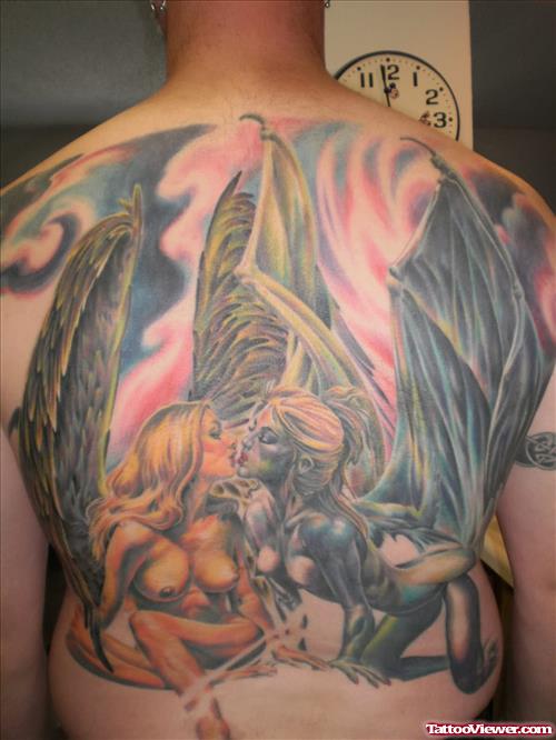 Back Body Colored Devil Tattoo