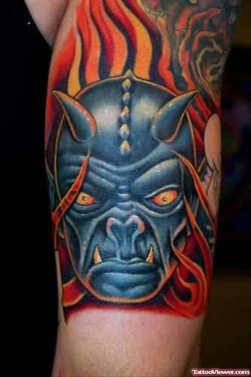 Scary Devil Face Tattoo