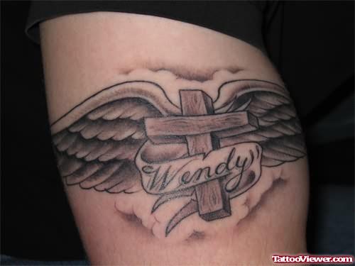 Angel Wings cross Tattoo