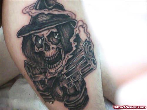 Devil With Gun Tattoo