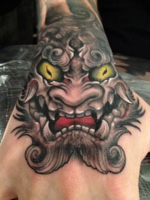 Devil Face Tattoo Design On Hand