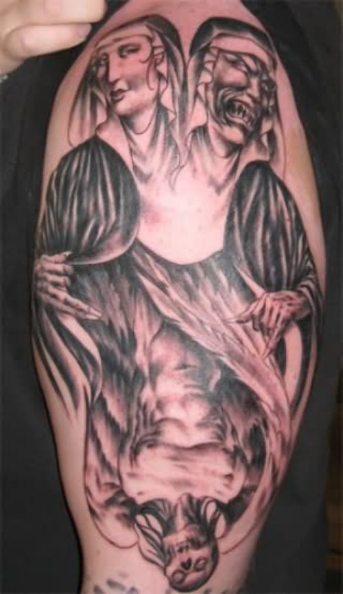 Virgin Mary Devil Tattoo