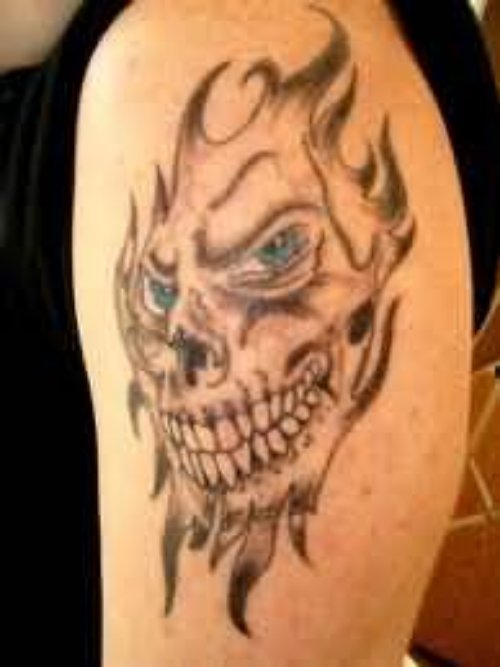 Devil Face Flaming Tattoo