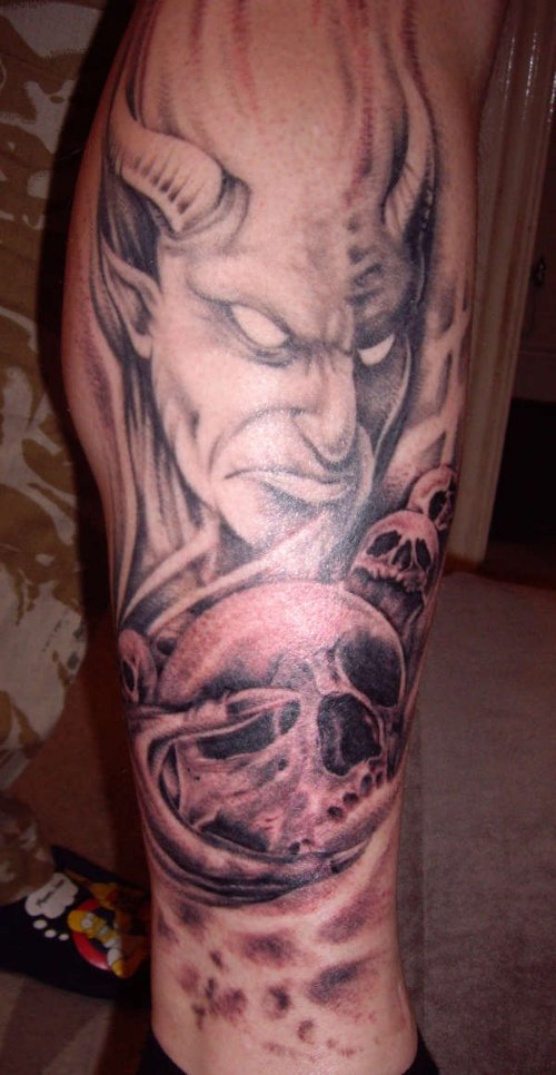 Devil n Skull Tattoo Design