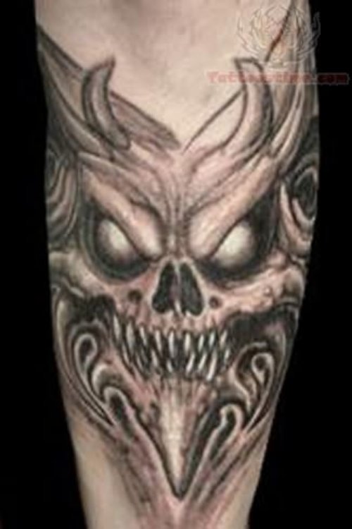 Satanic Devil Tattoo On Sleeve