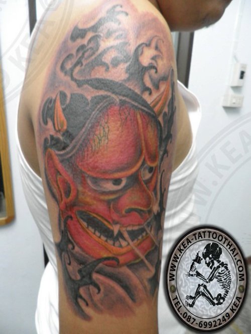 Scary Asian Devil Tattoo For Men