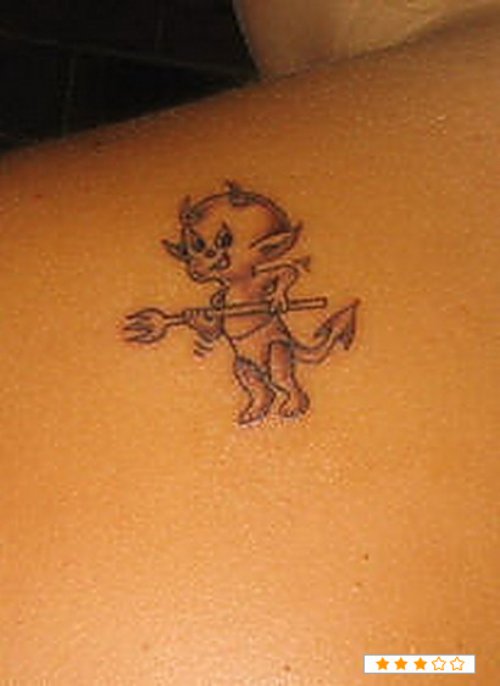 Awesome Devil Tattoo On Left Back Shoulder