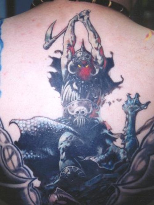 Fighting Devil Tattoo On Back
