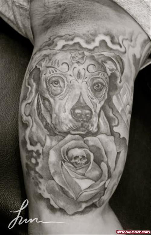 Grey Dia De Los Muertos Tattoo