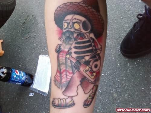 Dia De Los Muertos Tattoo On Leg