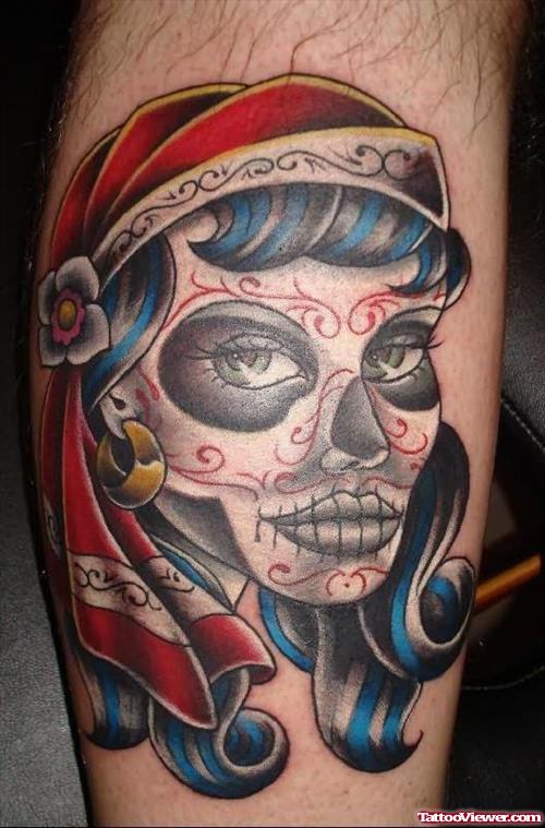 Dia De Los Muertos Girl Face Tattoo
