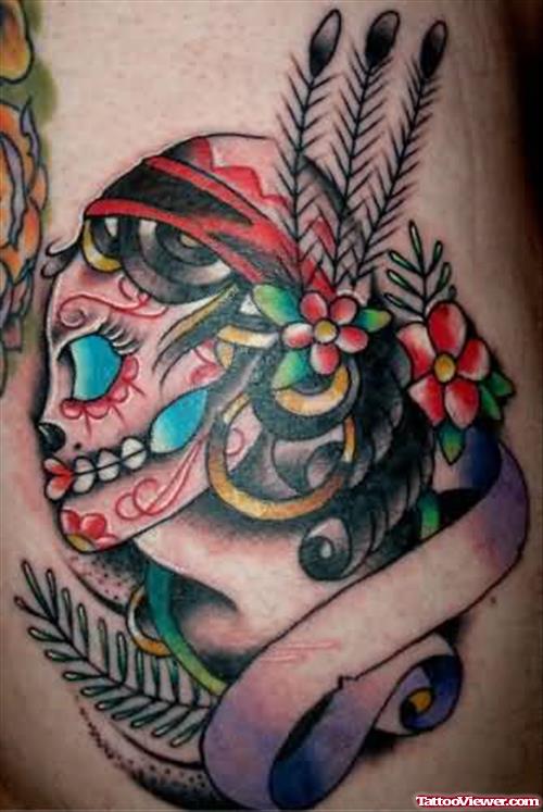 New Girl Dia De Los Muertos Tattoo